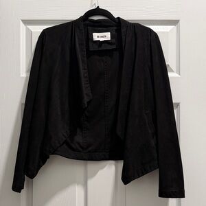 BB Dakota Black Draped Open-Front Blazer